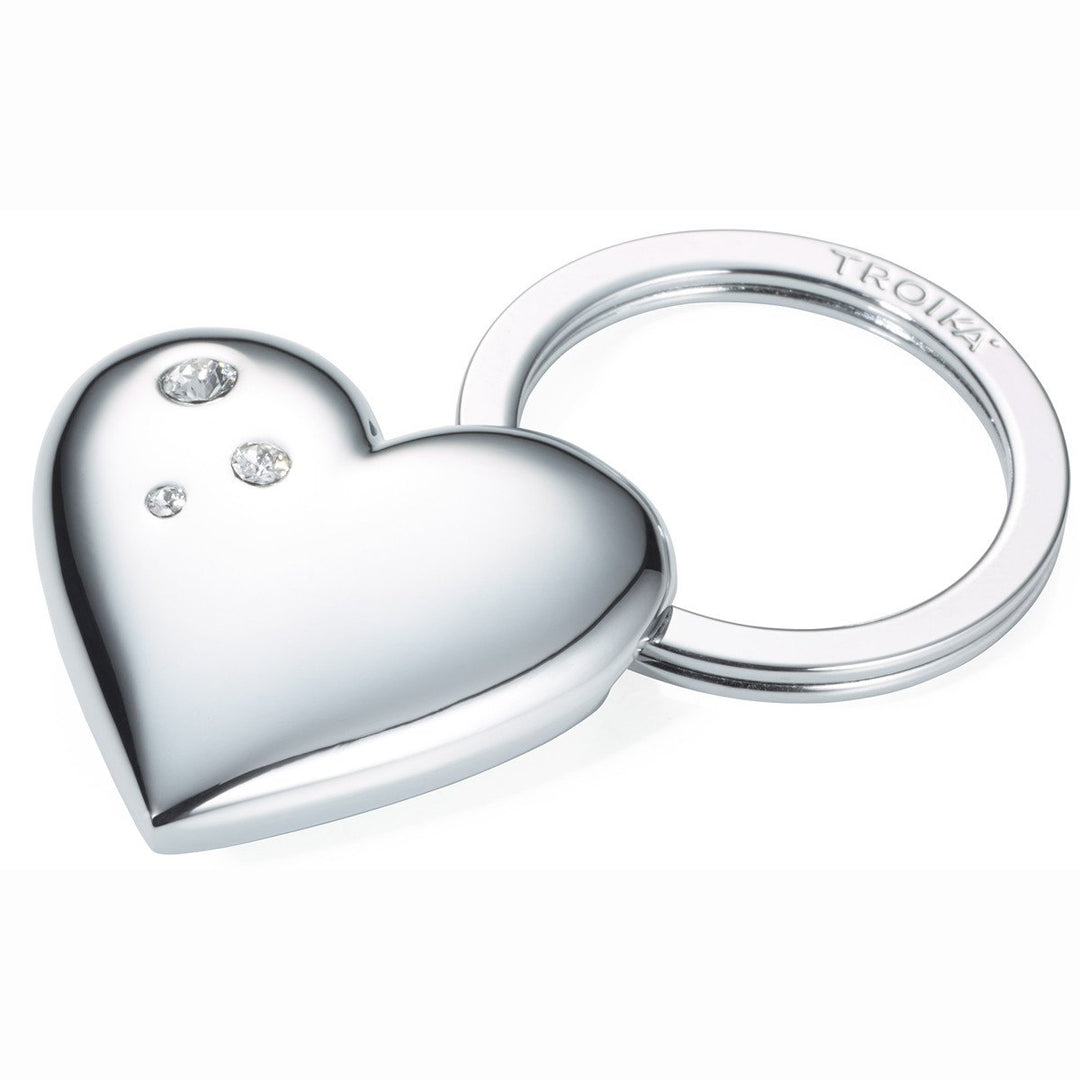 Troika Girl's Best Friend 3D Heart Key Ring with Swarovski Crystals Chrome, KR15-32/CH