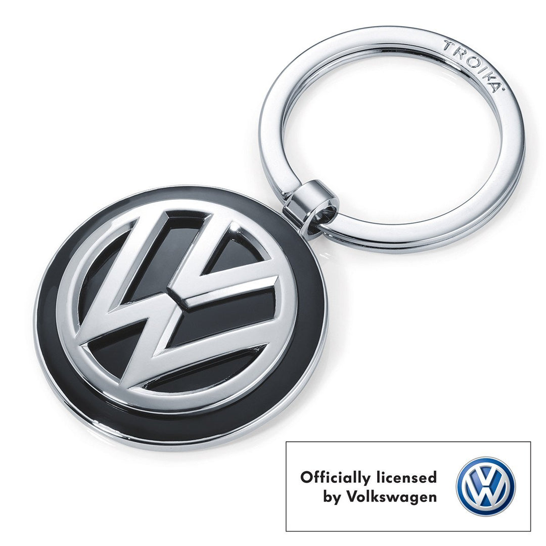Troika Officially Licensed Volkswagen VW Pendant Key-ring in Black Enamel and Chrome