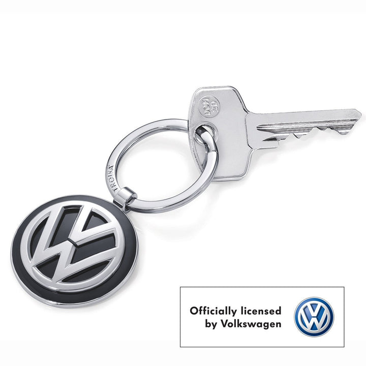 Troika Officially Licensed Volkswagen VW Pendant Key-ring in Black Enamel and Chrome with Key
