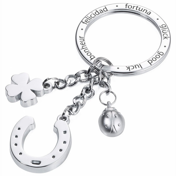 Troika GLÜCKSBRINGER Hufeisen, Keychain with Chromed Good Luck Charms. Troika Item KR16-11/CH