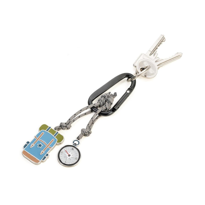 Troika Carabiner Clip Keychain with Backpack and Compass Charms