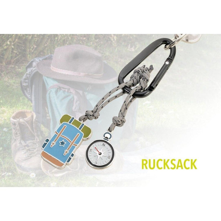 Troika Carabiner Clip Keychain with Backpack and Compass Charms