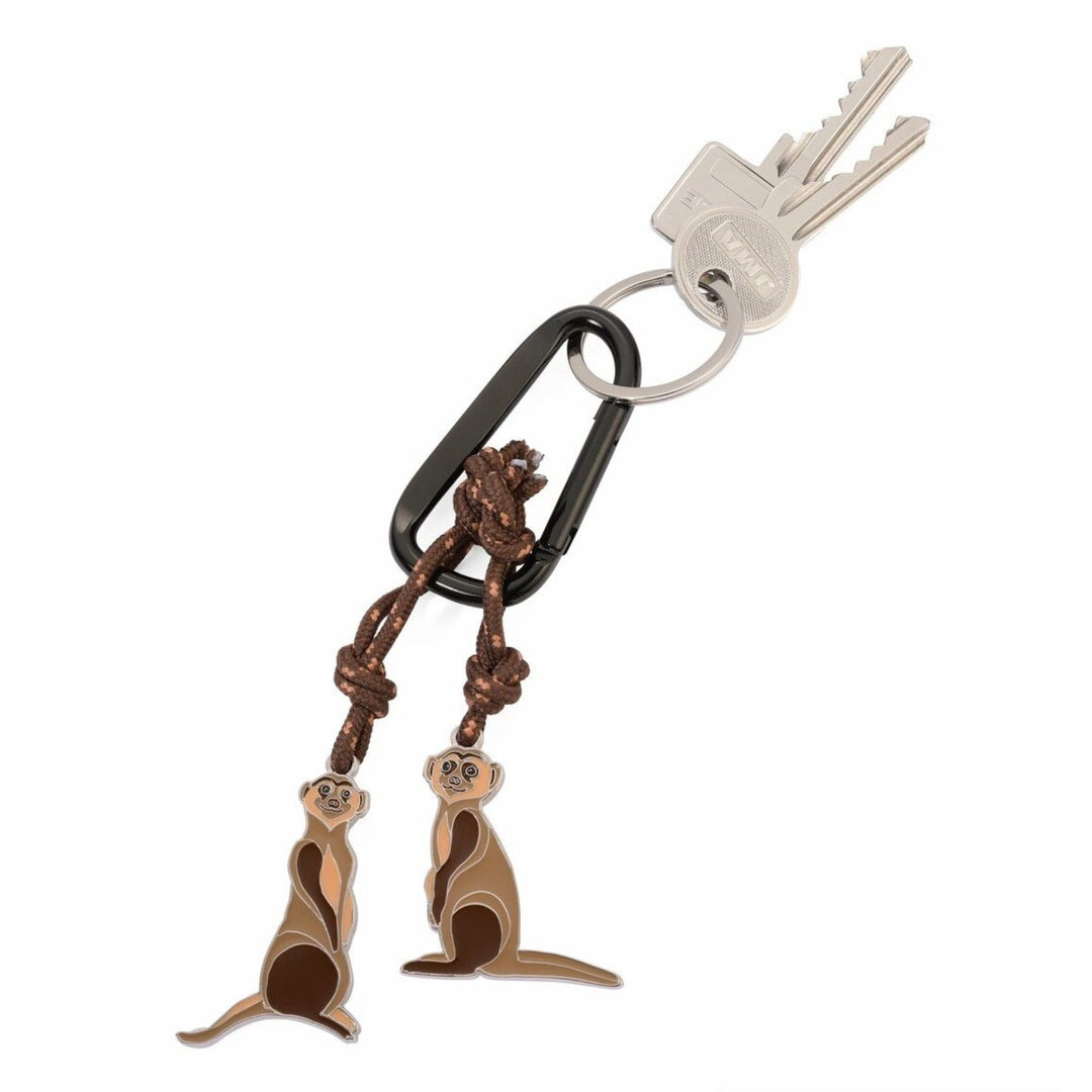 Troika Eddie and Manni Carabiner Clip Keychain with Meerkat Charms