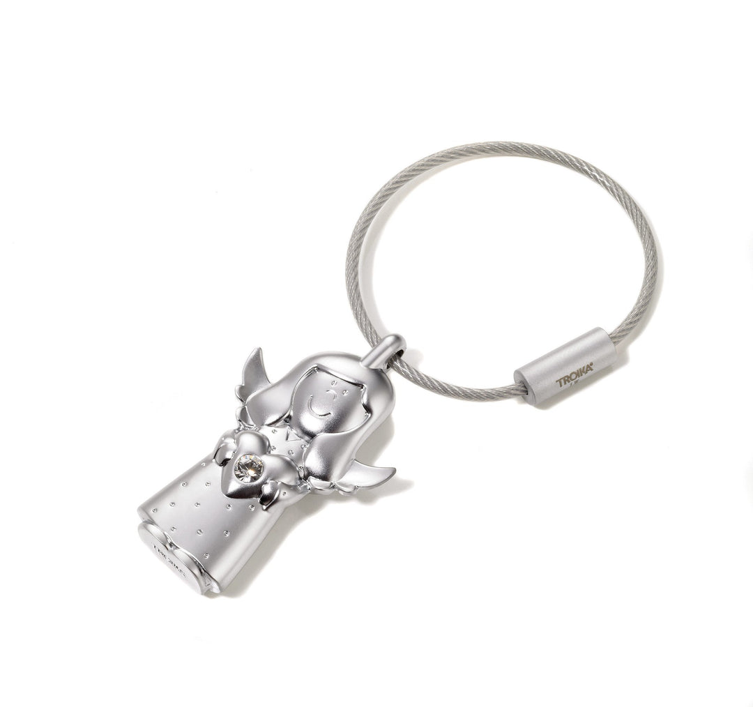 Troika Valerie Angel Keyring KYC35/MA in Mat Silver Finish with Swarovski Elements Crystal