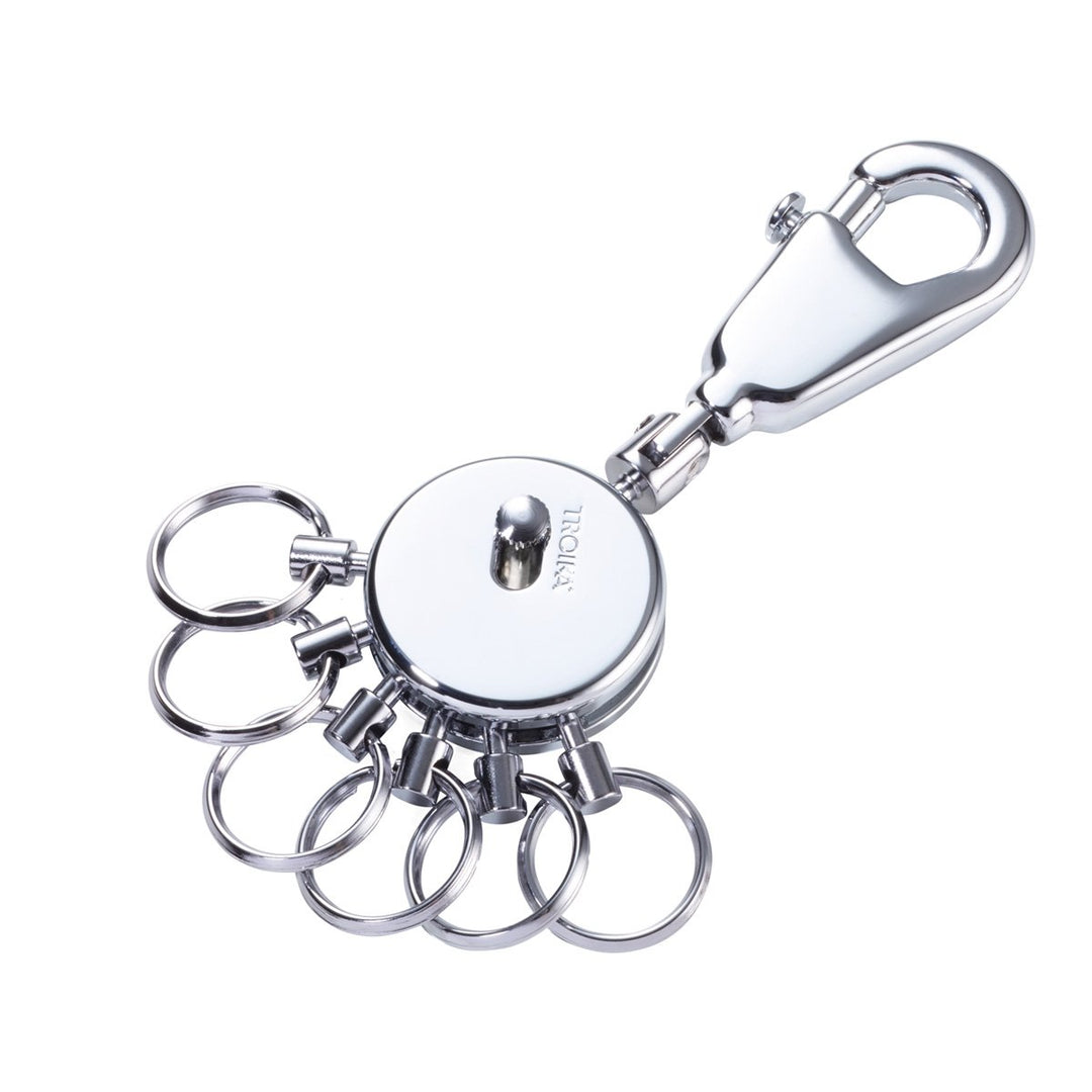 Troika Multi-Ring Patent Keyring in Shiny Chrome Item KYR60/CH Showing Front 