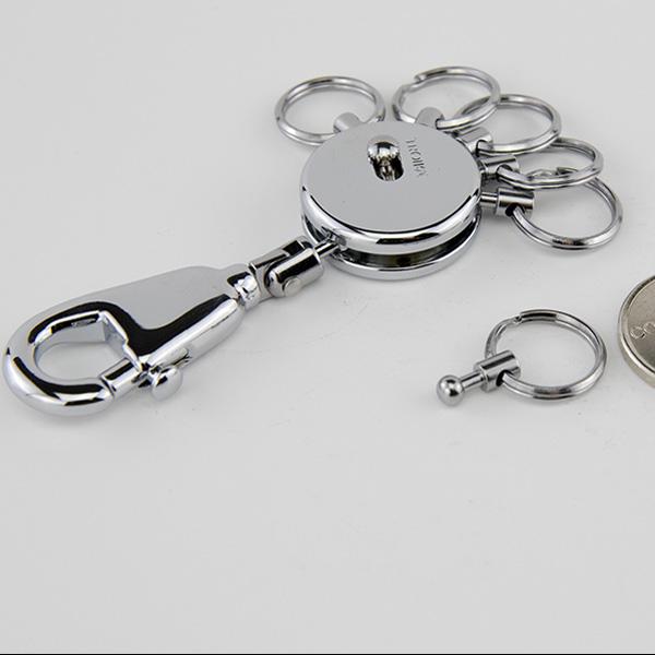 Troika Multi-Ring Patent Keyring in Shiny Chrome Item KYR60/CH Showing one loose ring