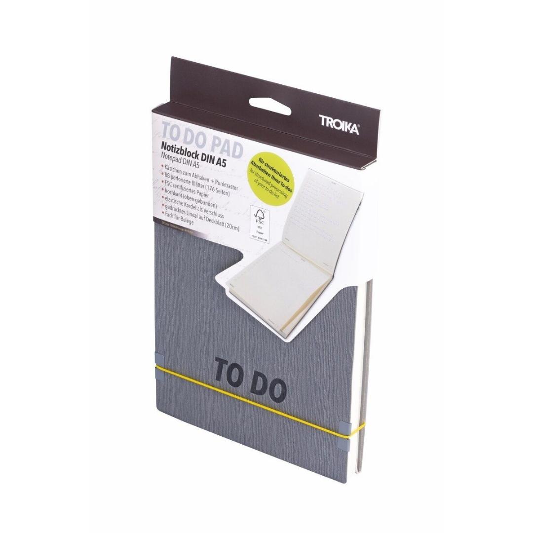 Troika A5 Productivity Notepad To Do Pad Grey with Yellow Band