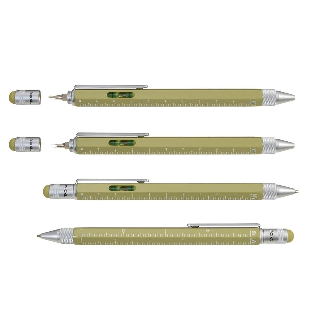 Troika Construction Pen PIP20, Multi-tool Ballpoint Pen Olive Oil Green