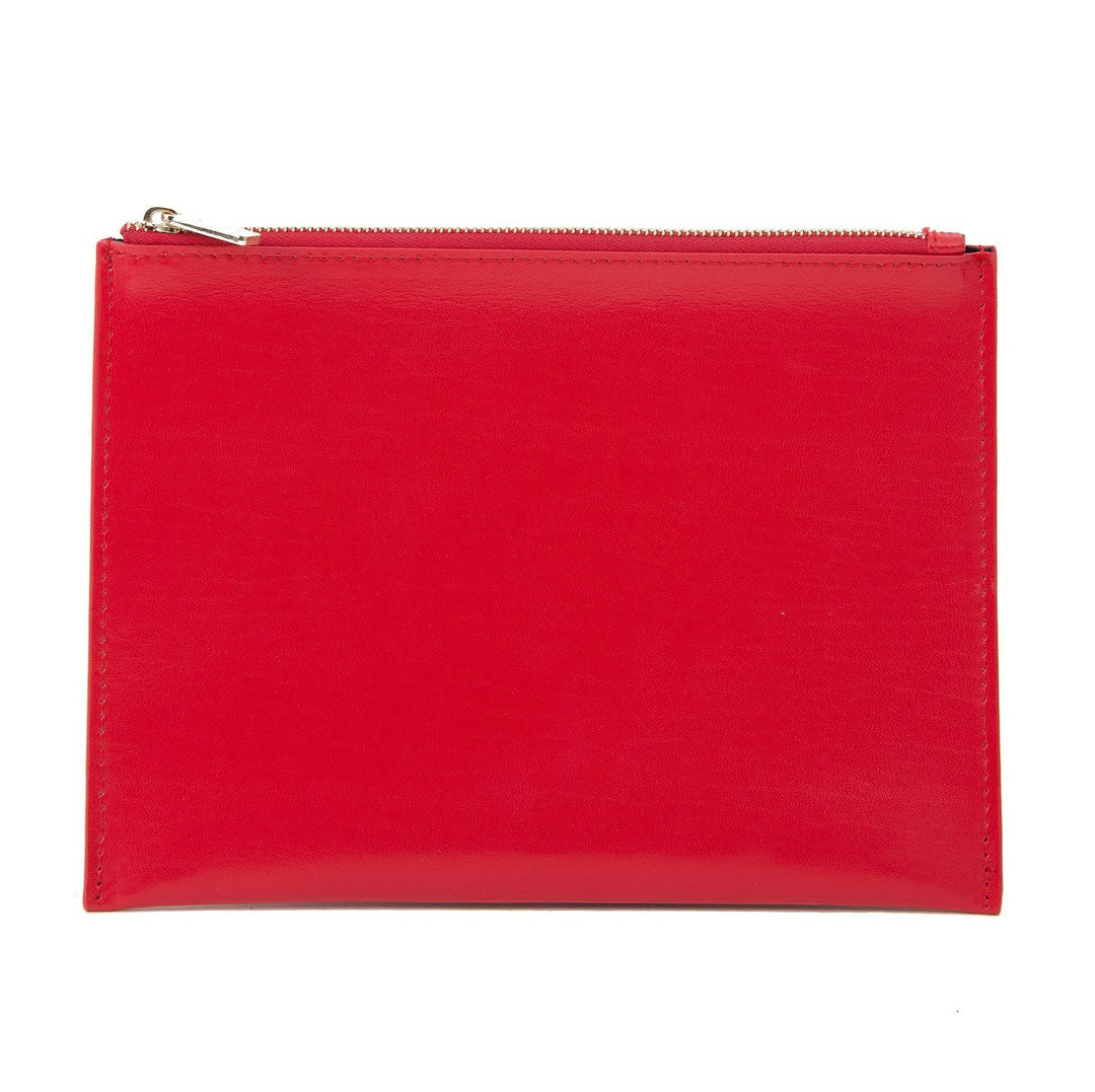 Paperthinks Recycled Leather Flat Zipper Pouch -  Scarlet Red - Paperthinks.us