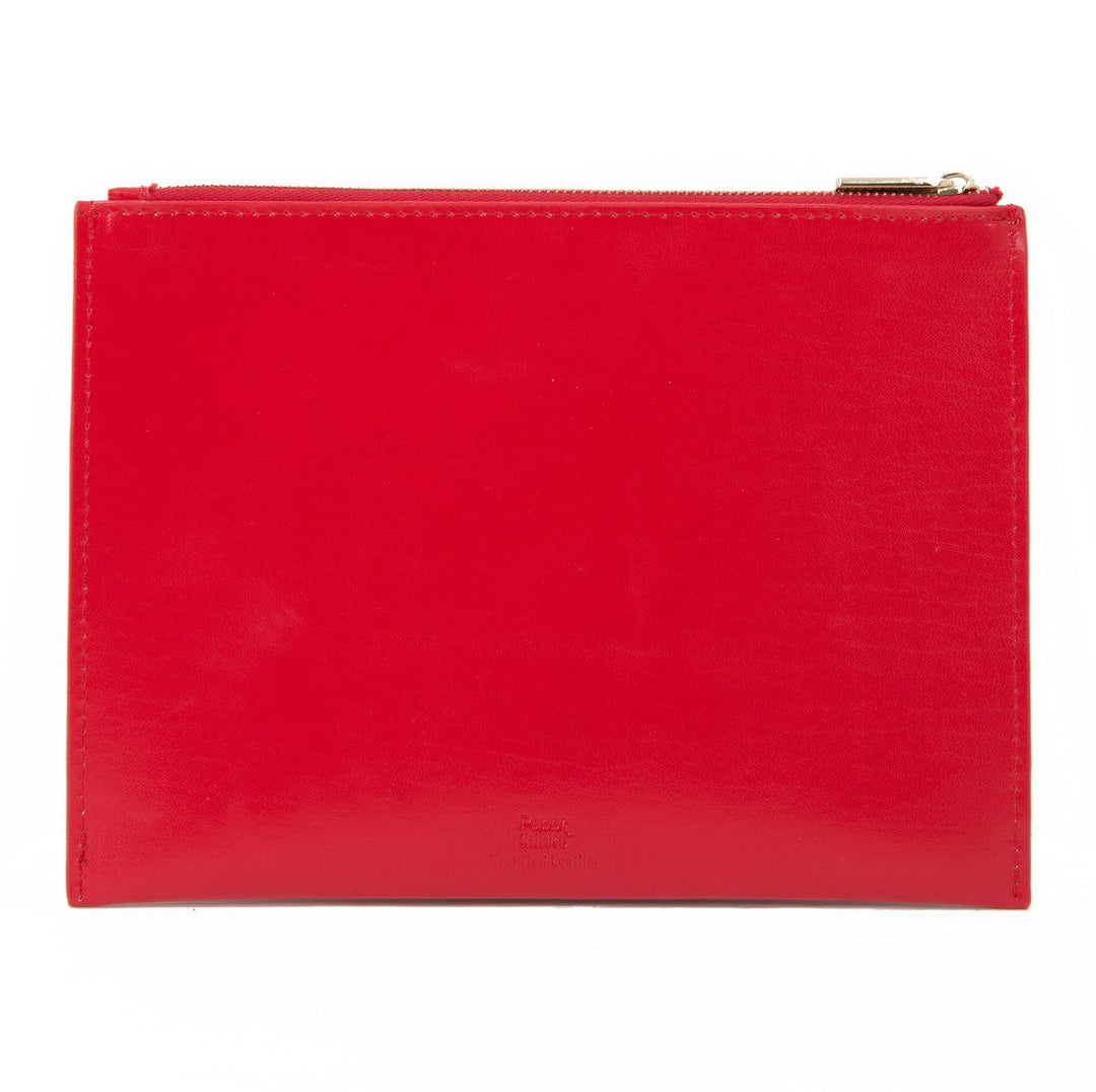 Paperthinks Recycled Leather Flat Zipper Pouch -  Scarlet Red - Paperthinks.us