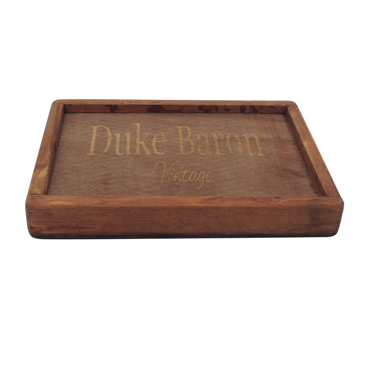 Duke Baron Vintage Brass Decanter Liquor Tags Set in Wood Storage Box