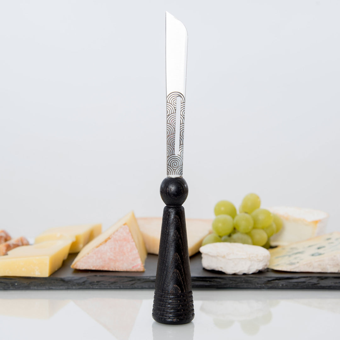 lib editeur d'idees YANA cheese knife made in France. Shown with black finish wood handle