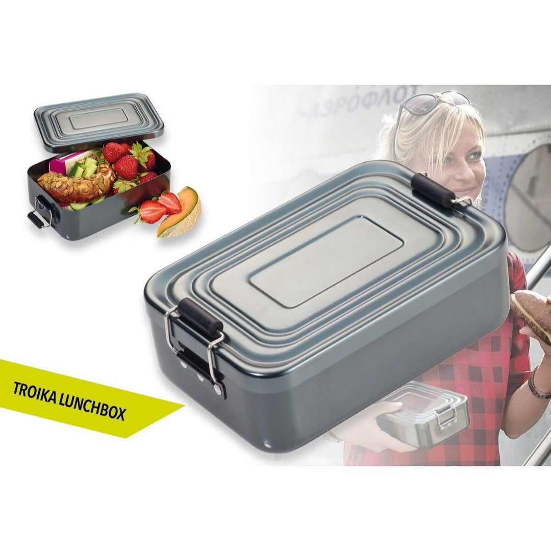 Troika Aluminum Lunch Box with Classic Clip Lock Design Large Blank