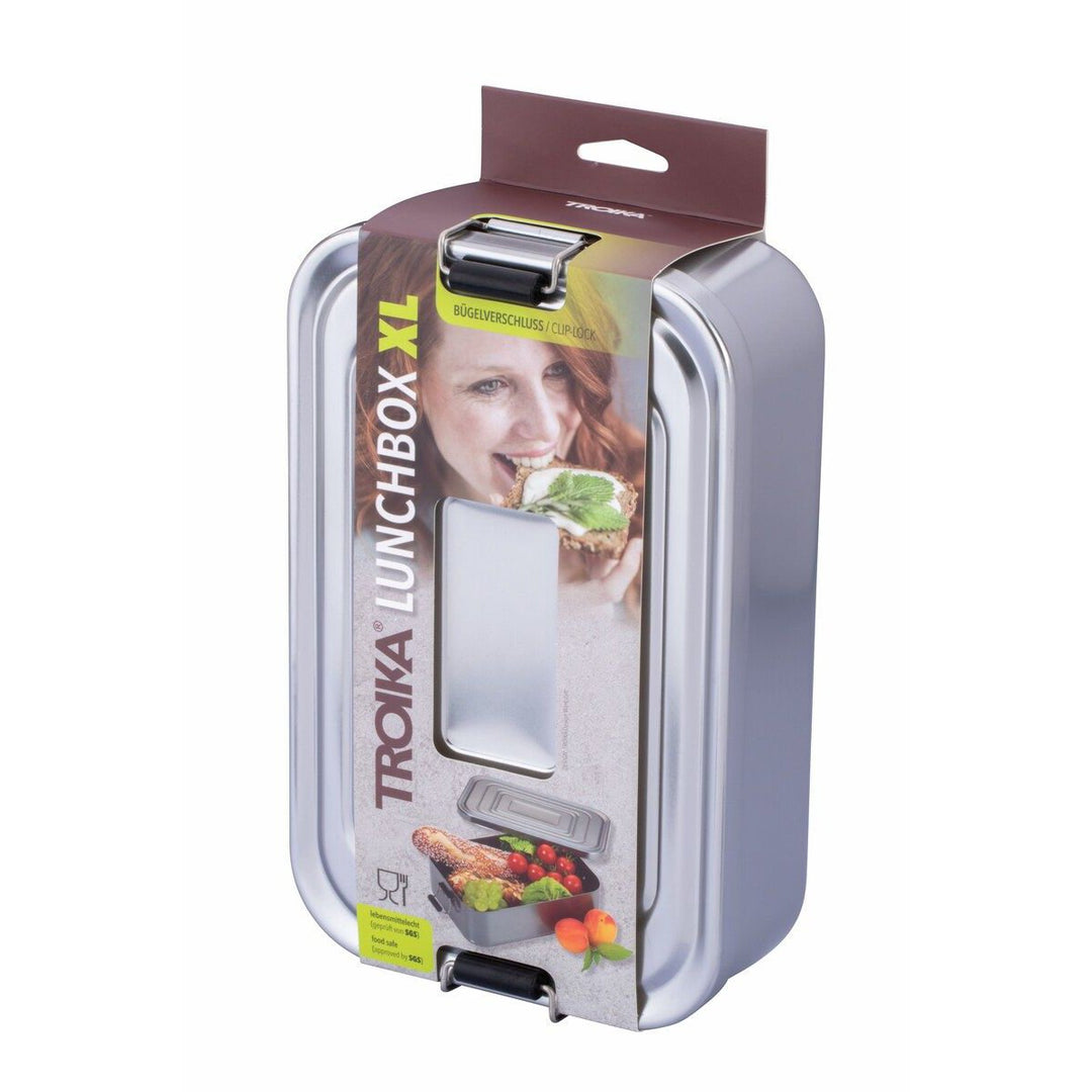 Troika Aluminum Extra Large Lunch Box with Classic Clip Lock Design