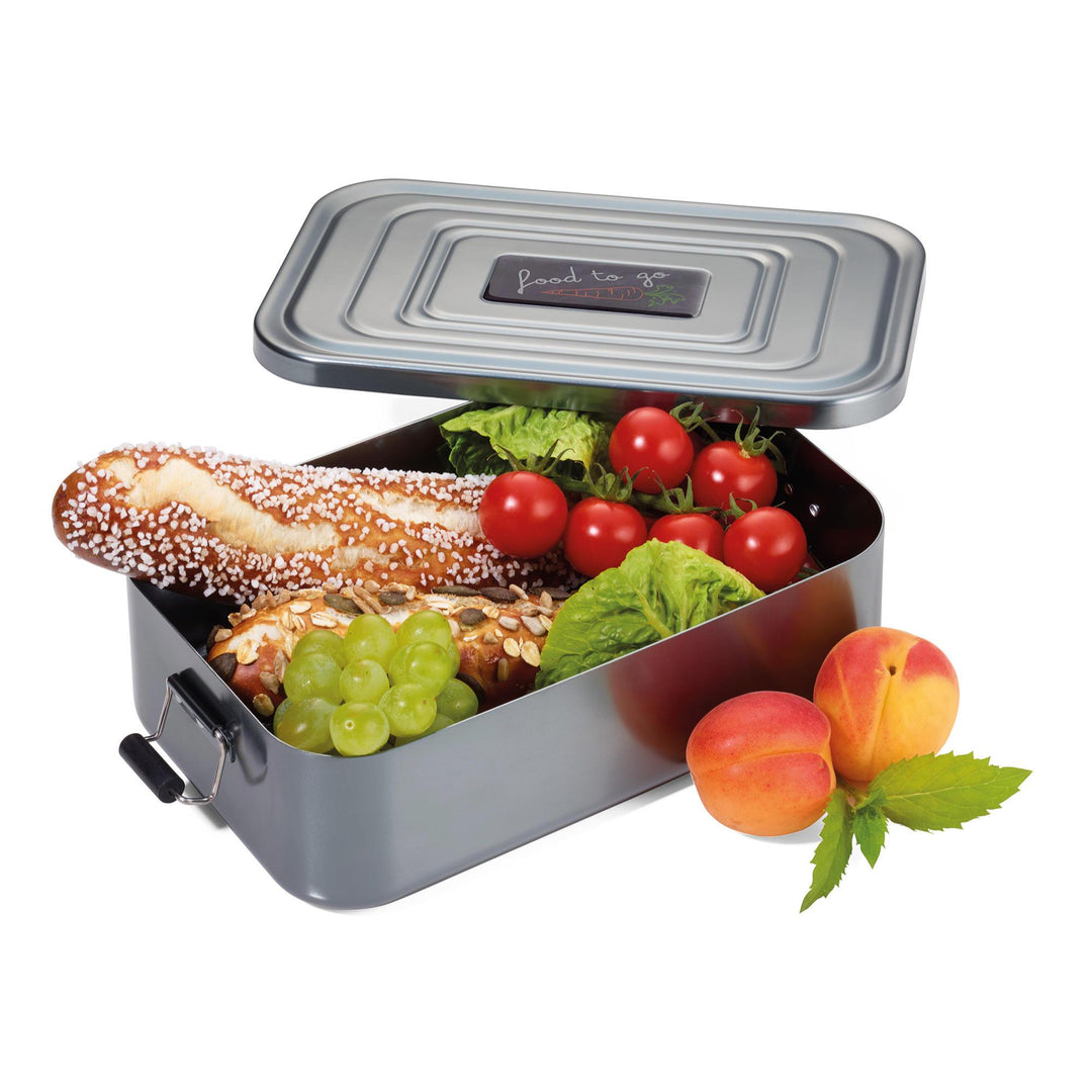 Troika Aluminum Lunch Box with Classic Clip Lock Design Extra Large Food To Go Design