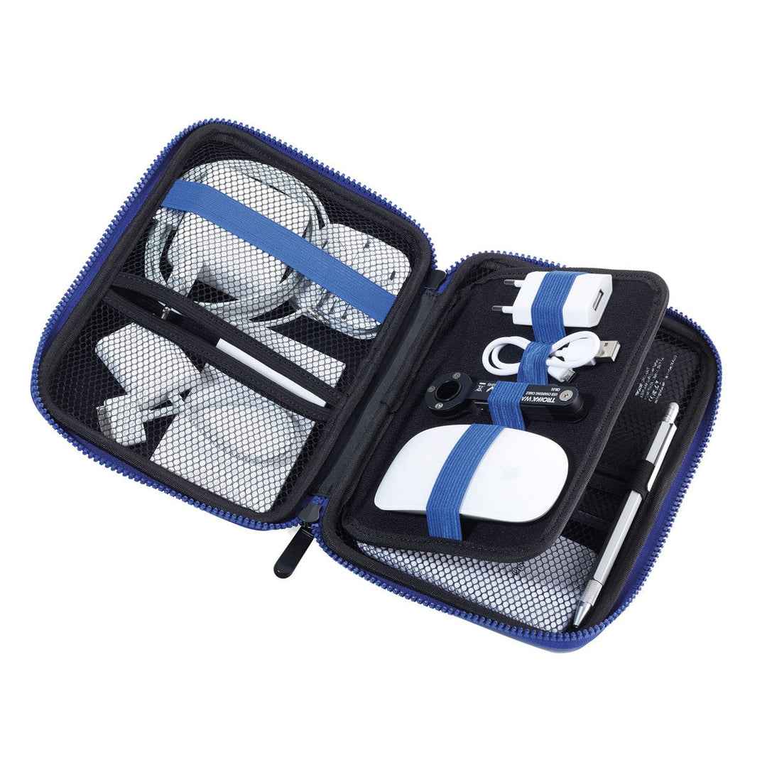 Troika Travel Case and Organizer Showing electronic accessories organized Item CBO25/BL