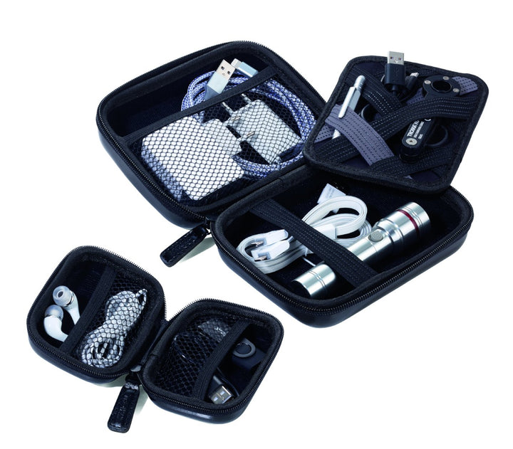 Troika OnPack Protective Pocket Organizers with various accessories and removable elastic band tray, CBO60/BK