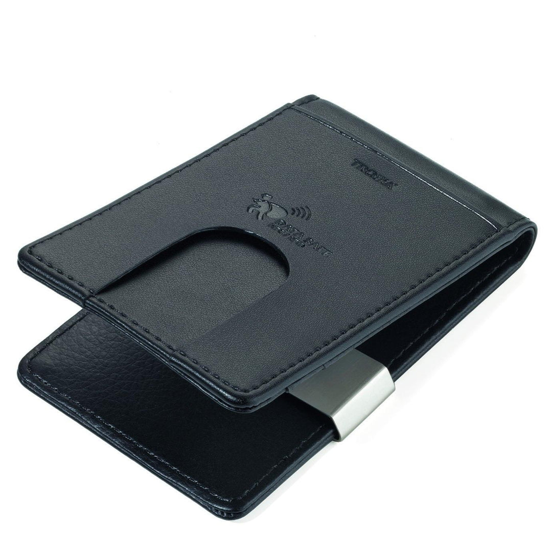 Troika Wallet CardSaver® with RIFD Protection Midnight, black on black showing outside slot for ID or drivers license