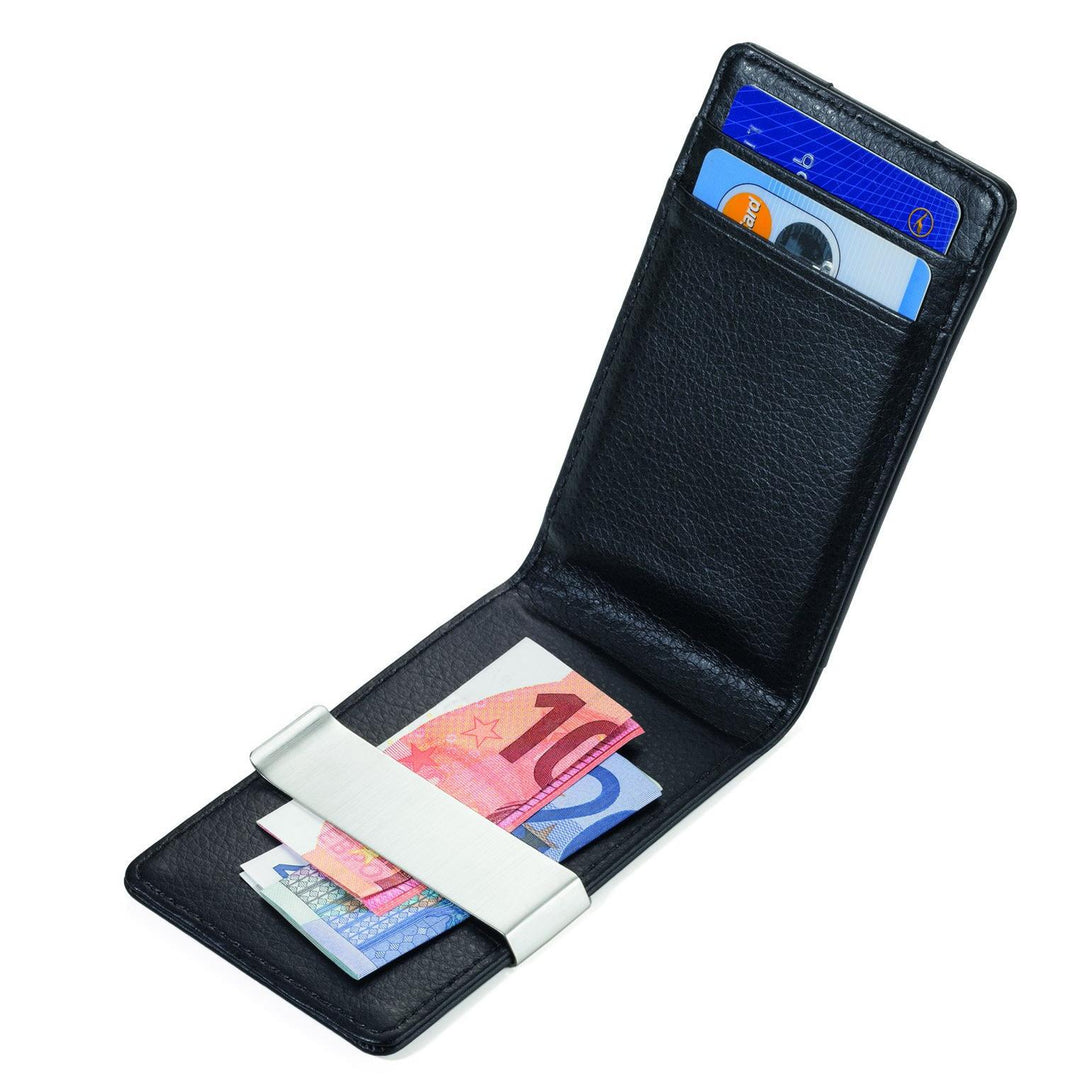 Troika Wallet CardSaver® with RIFD Protection Midnight, black on black inside showing inside card slots and money clip