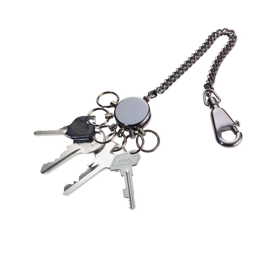 Troika Black Chrome Patent Key Holders with Belt Loop Chain