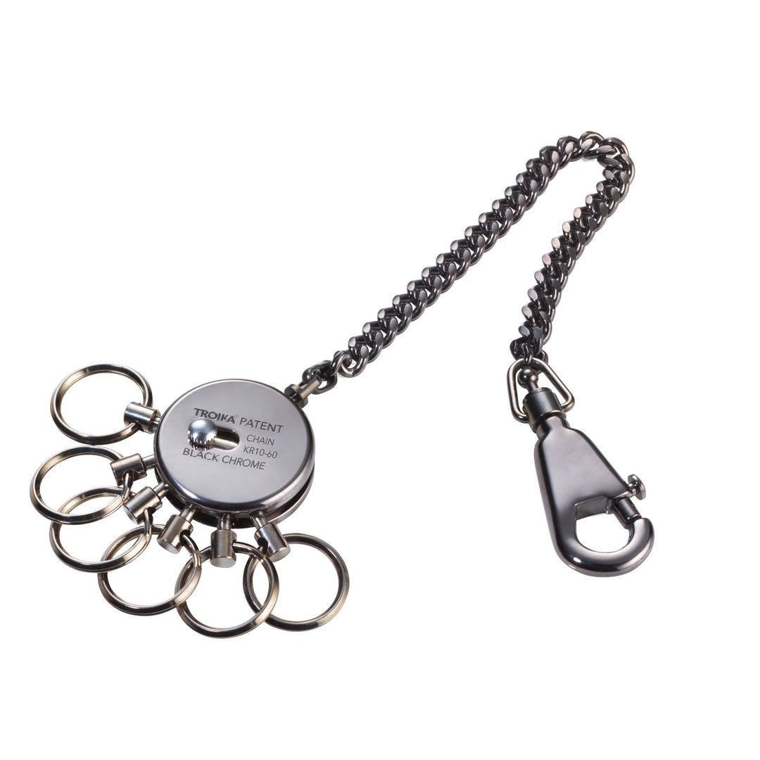 Troika Patent Keychain with Belt Loop Chain Black Chrome