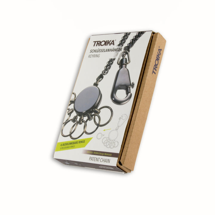 Troika Patent Keychain with Belt Loop Chain Black Chrome