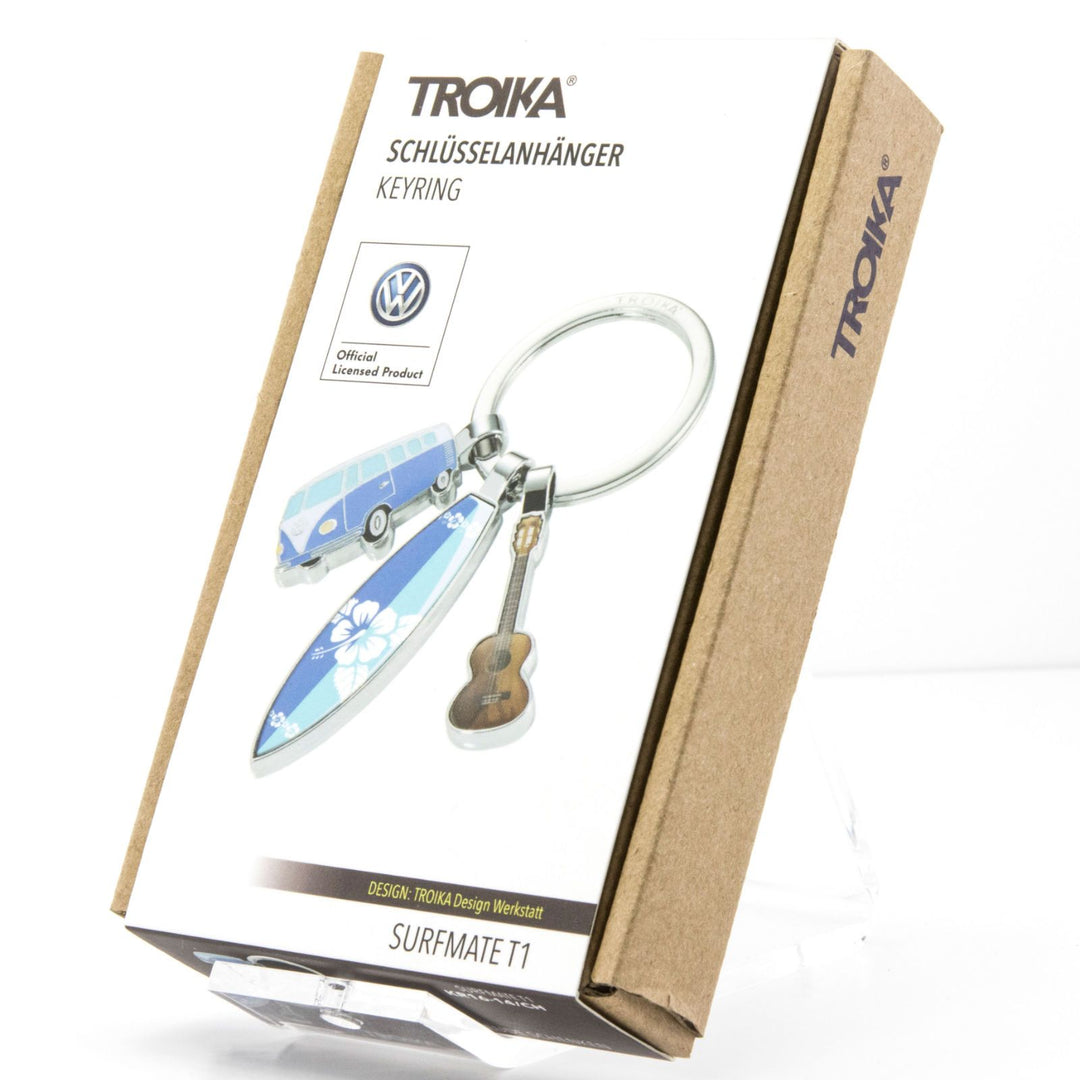 Troika Surfmate T1, Keychain with VW T1 Van, Surfboard and Guitar Charms