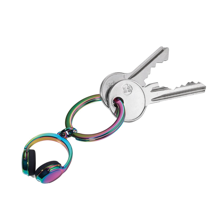 Troika Headphones Charm Key Ring with Spectrum Finish