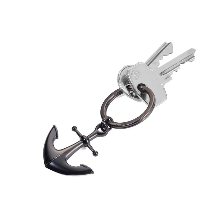 Troika Homeport Anchor Charm Key Ring with key attached, KR17-10/GM
