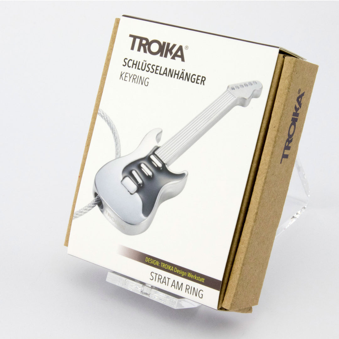 Troika Strat Am Electric Guitar Keyring with Nail Friendly Loop