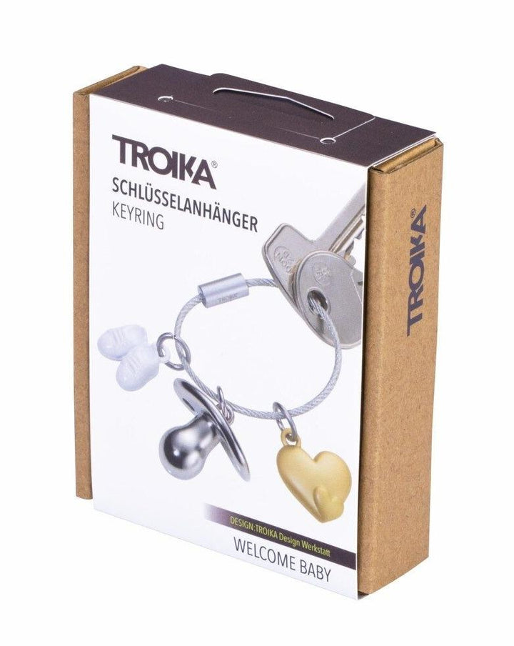 Troika Welcome Baby Charm Key-Ring with Heart, Baby Shoes and Pacifier