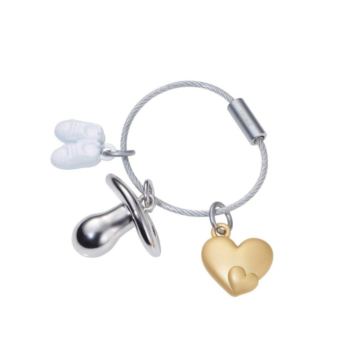 Troika Welcome Baby Charm Key-Ring with Heart, Baby Shoes and Pacifier