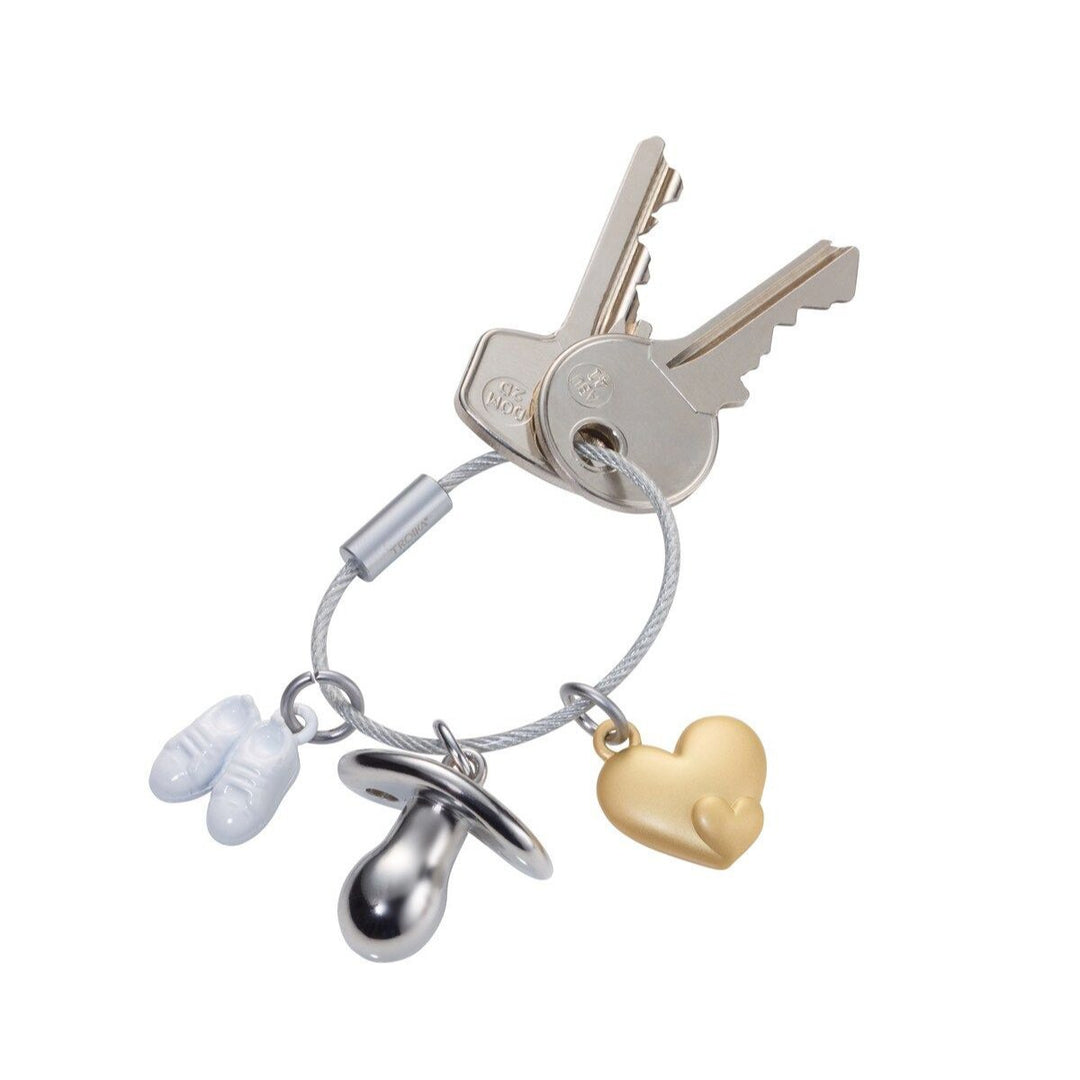 Troika Welcome Baby Charm Key-Ring with Heart, Baby Shoes and Pacifier