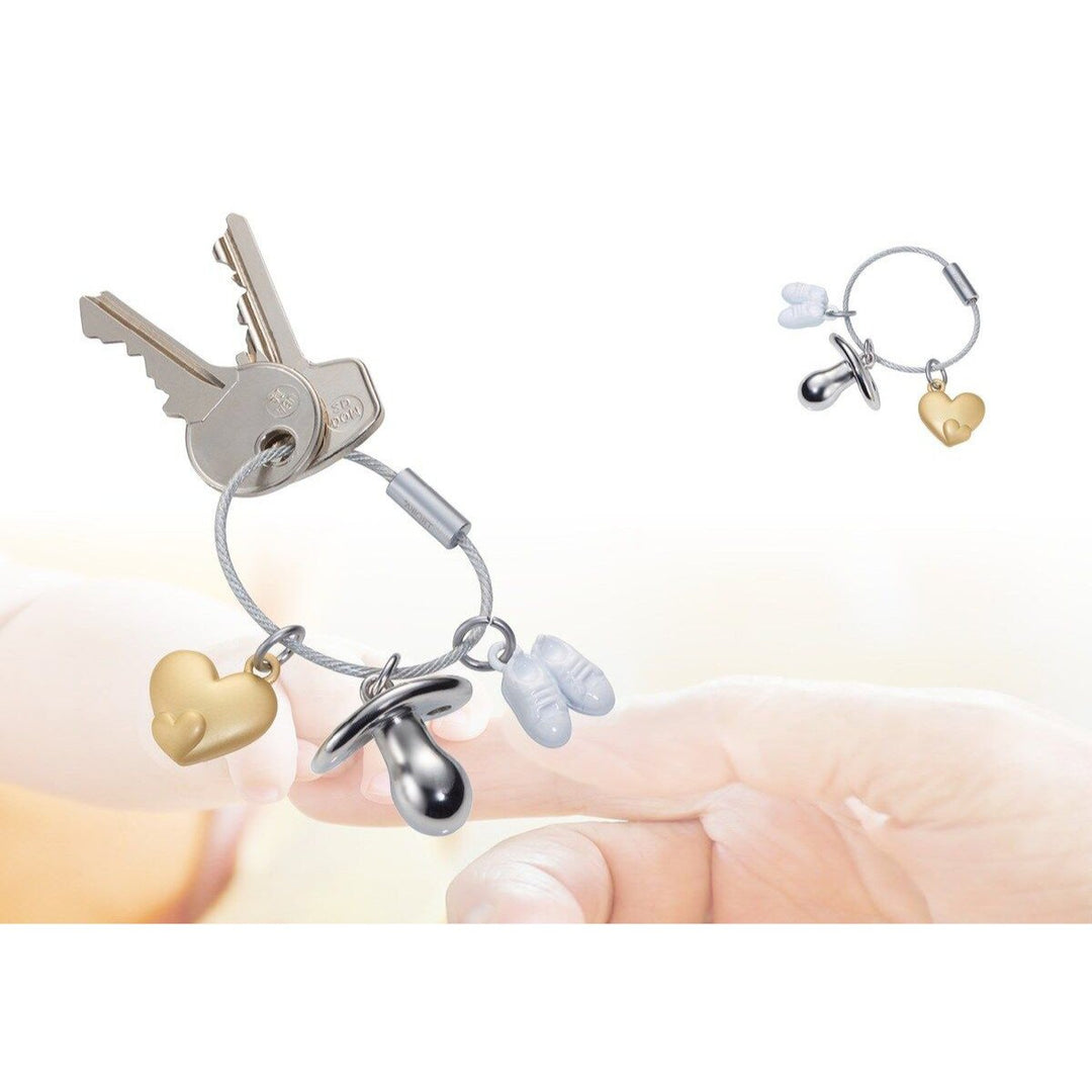 Troika Welcome Baby Charm Key-Ring with Heart, Baby Shoes and Pacifier