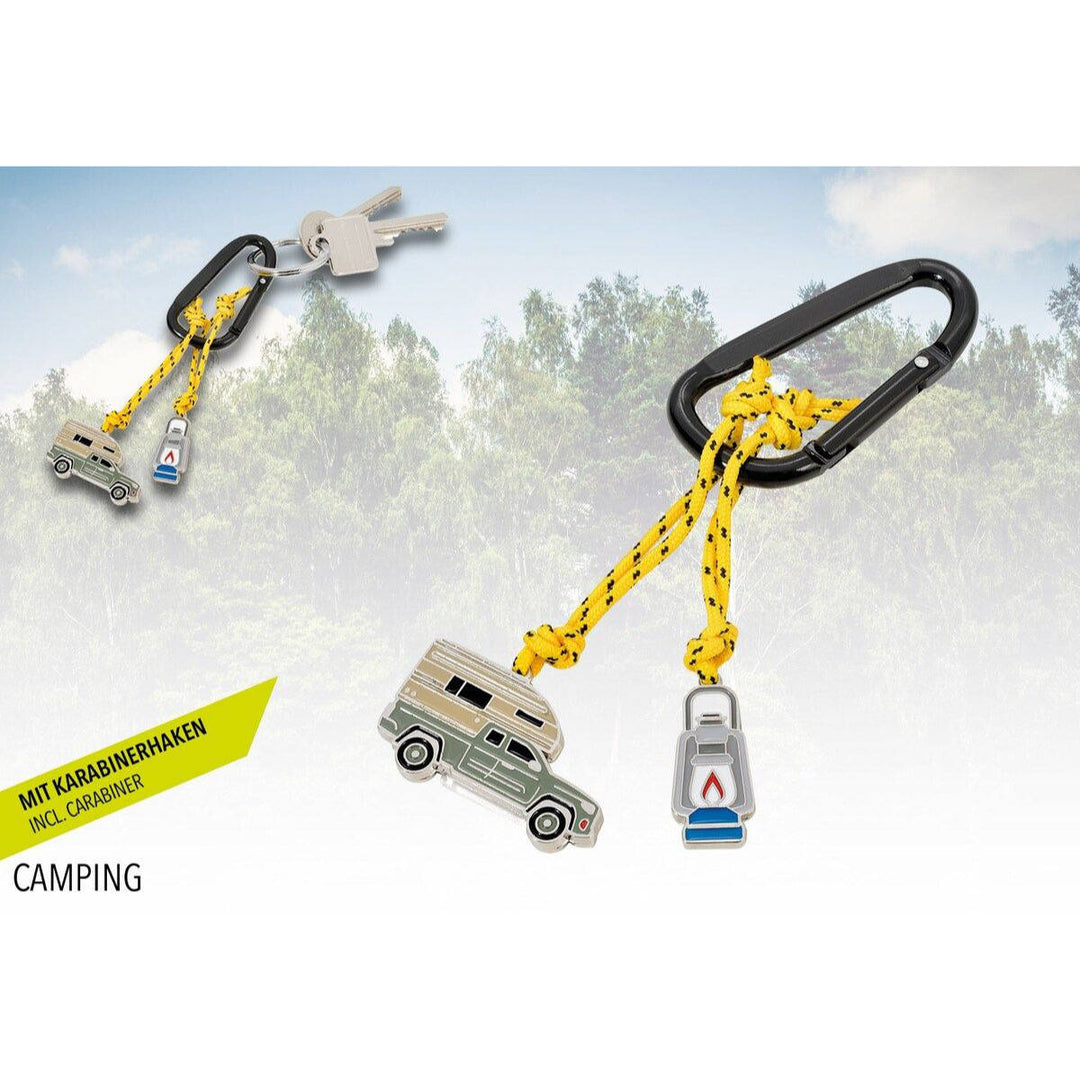 Troika Van Life Carabiner Clip Keychain with RV Truck Bed Camper and Camping Charms
