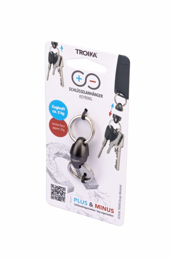 Troika Plus Minus, Quick Release Magnetic Keychain Gun Metal