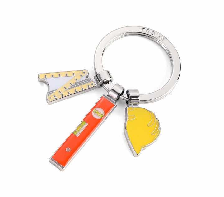 Troika Keychain Bob, Charm Keyring with 3 Construction charms