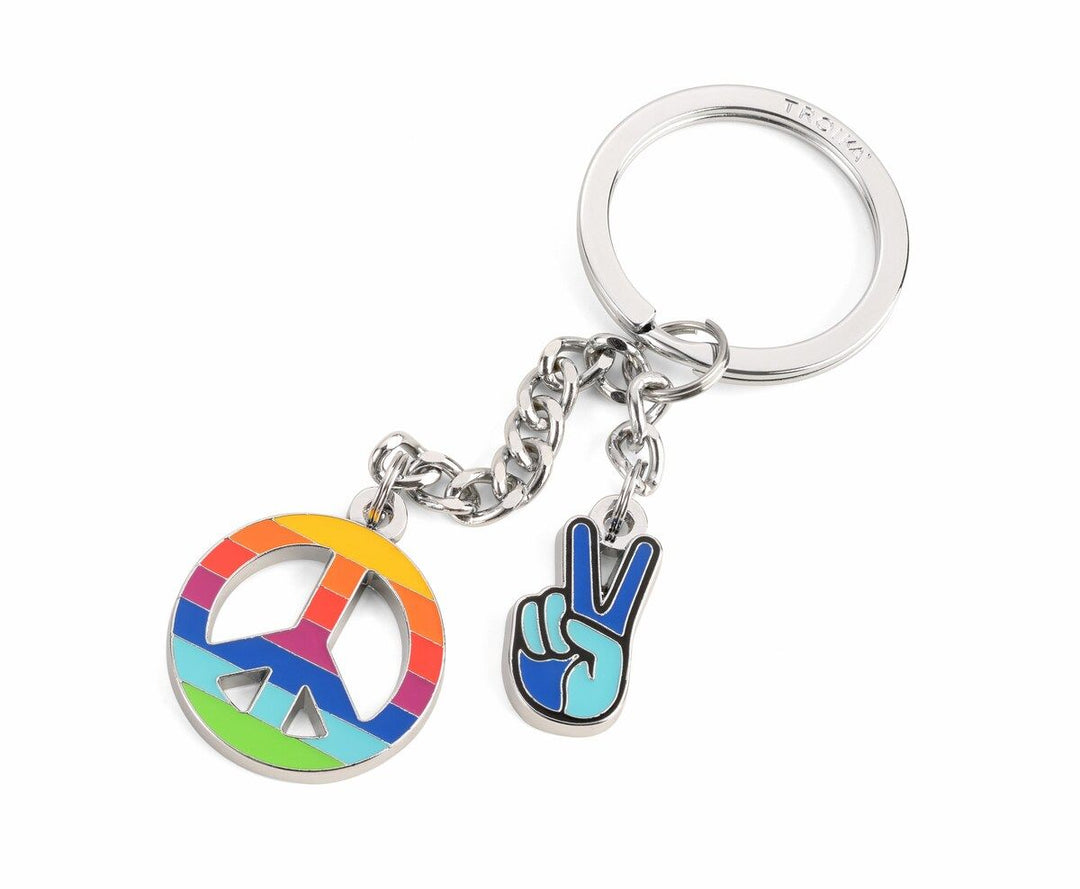 Troika Little Peace, Keychain with Peace Sign and Peace Signal Charms