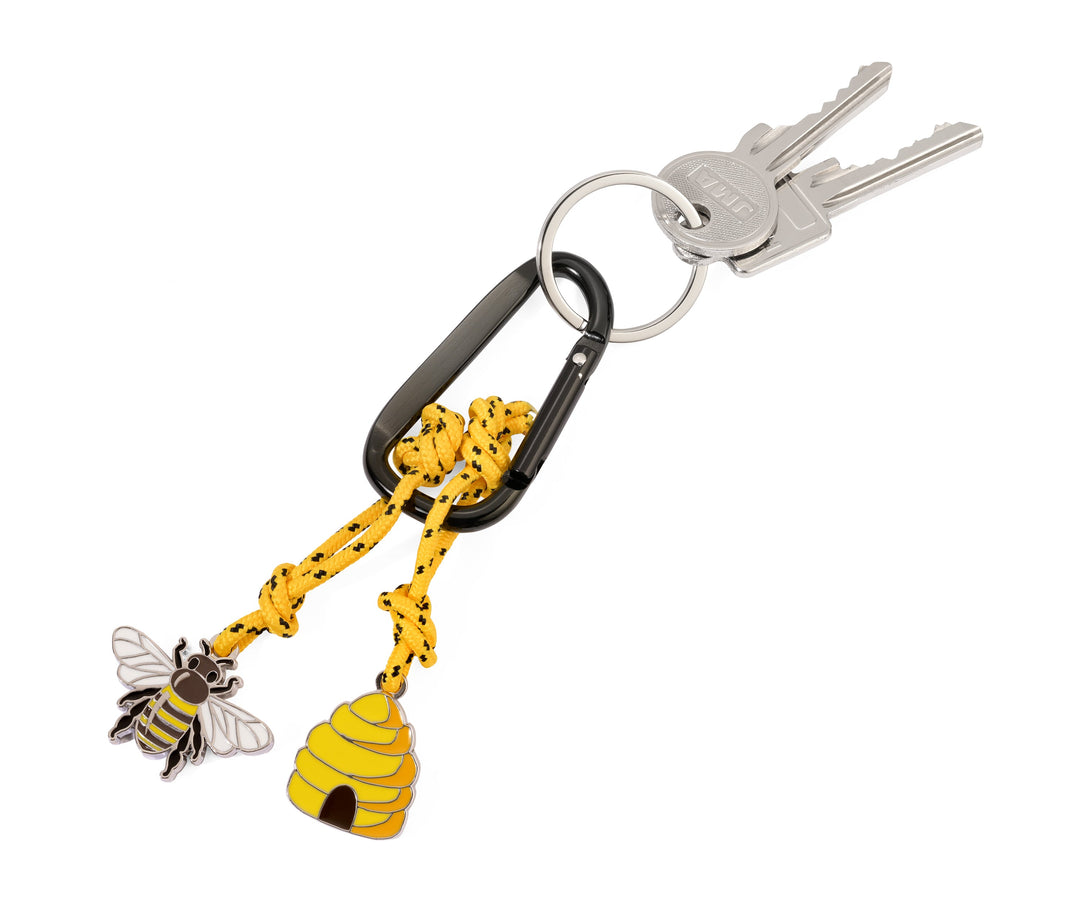 Troika Maja Carabiner Clip Keychain with Bee and Beehive Charms