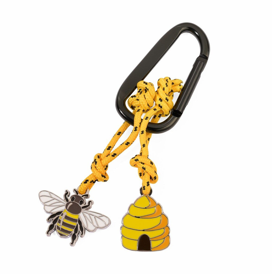 Troika Maja Carabiner Clip Keychain with Bee and Beehive Charms