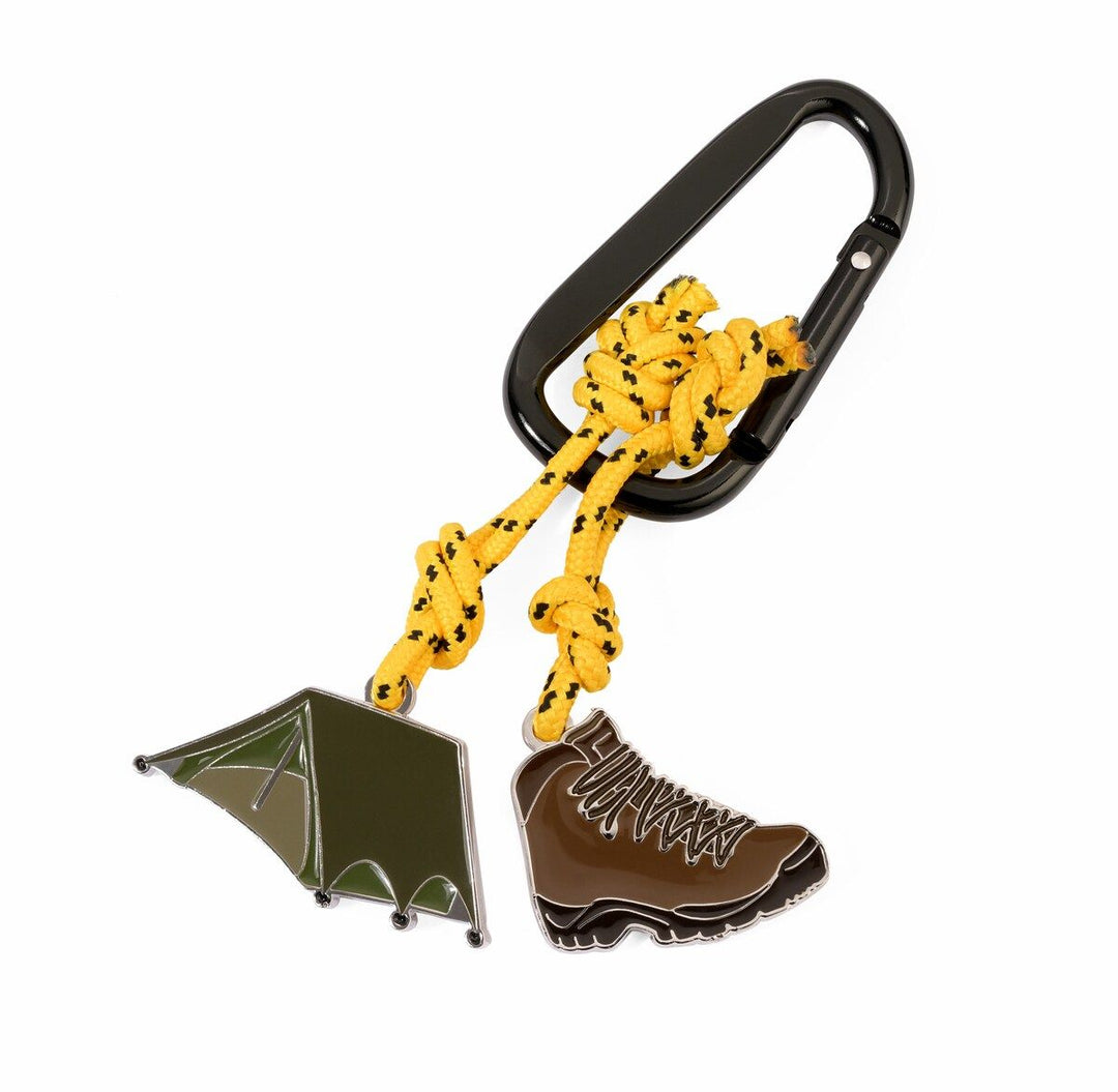 Troika Carabiner Clip Keychain with Tent and Hiking Boot Charms