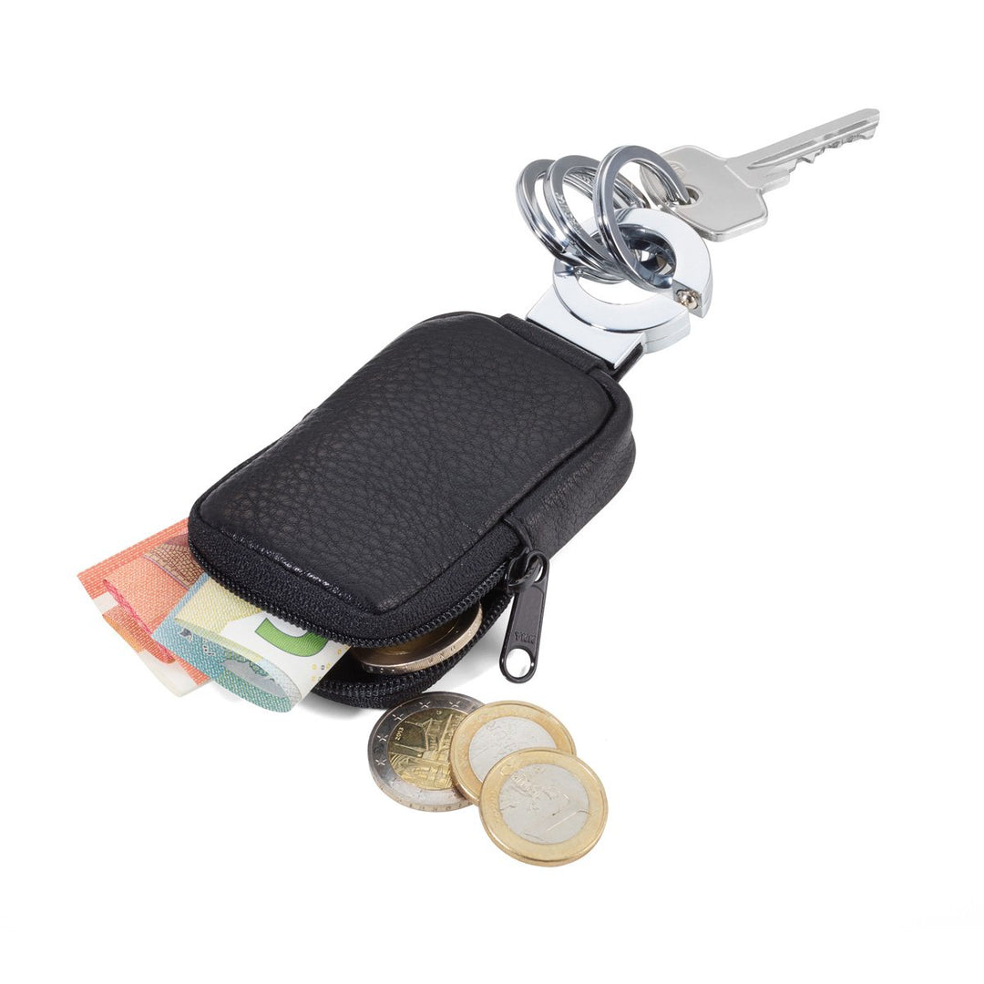 Troika Pocket Click Valet Keyring with Coin Pouch Showing Keys Coins and Money