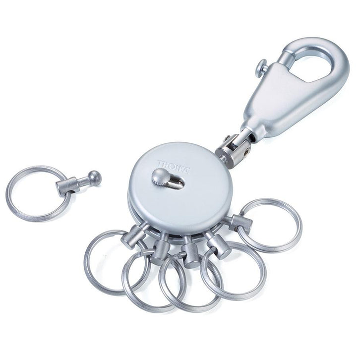 Troika Multi-Ring Patent Keyring in Mat Chrome Item KYR60/MC Showing Front with One Ring Removed