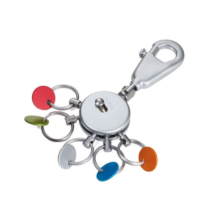 Troika Patent Quick Release Keyring with Color Aluminum Tabs. Mat Chrome Finish Item KYR61/MC