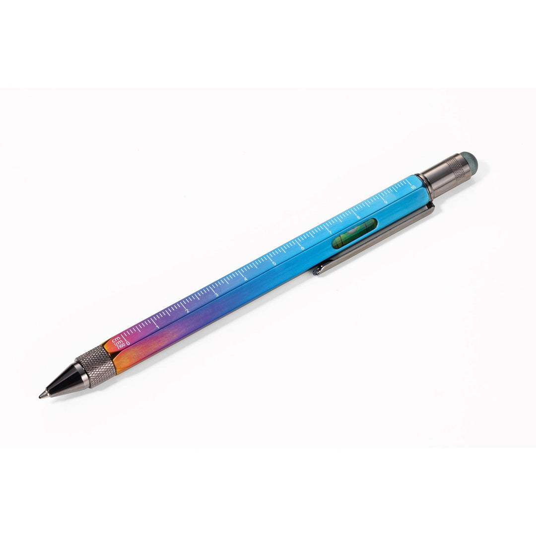 Troika Construction Ballpoint Pen Spectrum Finish - Image showing scales in cm and inch, level and Stylus