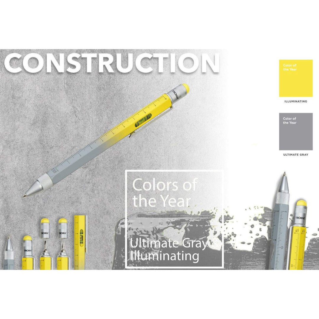 Troika Construction Pen PIP20, Multi-tool Ballpoint Pen Yellow and Grey