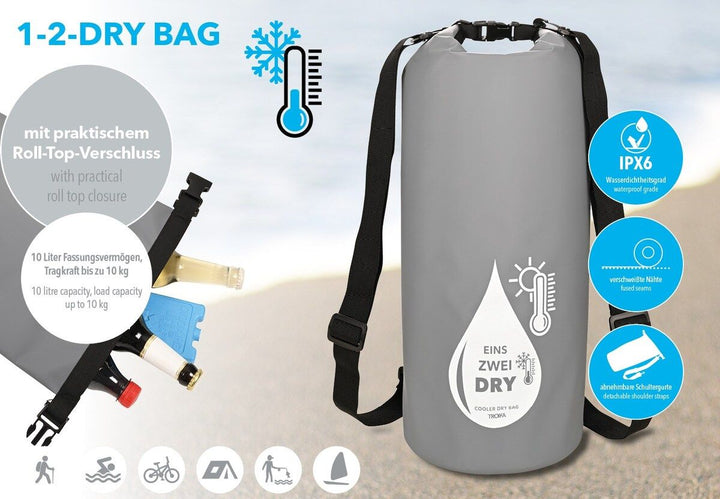 Troika 1-2-Dry Waterproof 10 Liter Dry Cooler Bag for Water Sports