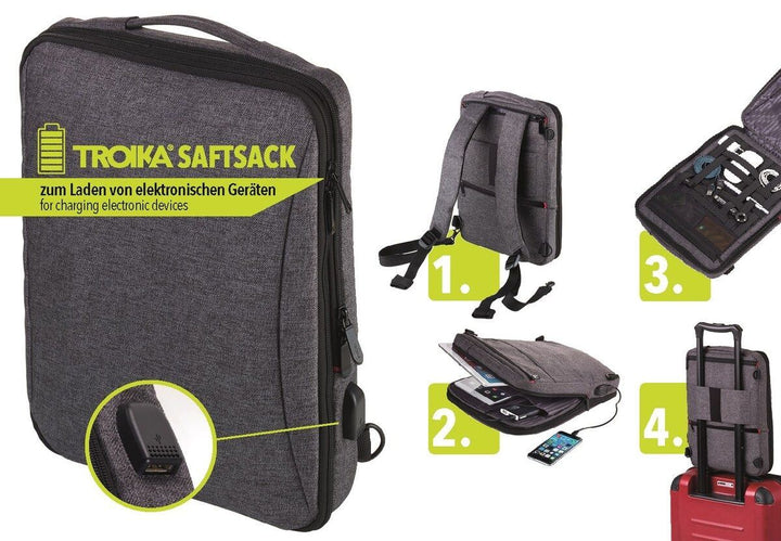 Troika Smart Laptop Backpack and Organizing Everyday Carry Grey
