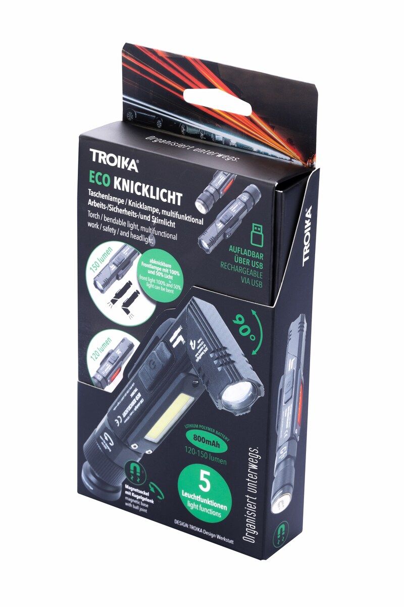 Troika ECO KNICKLICHT, Rechargeable Bendable Flashlight