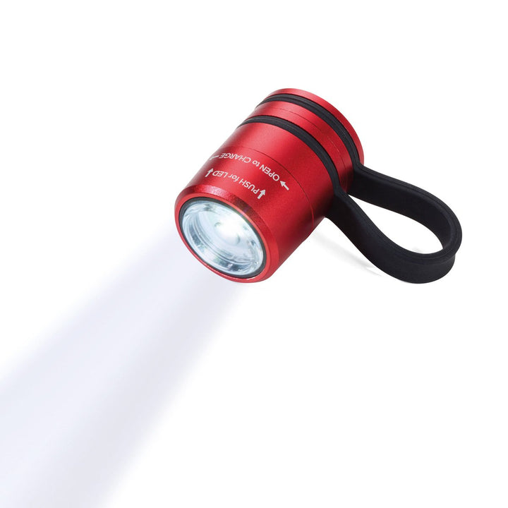 Troika Eco Run Magnetic Rechargeable LED Running Light (Red) with light on, TOR90/RD